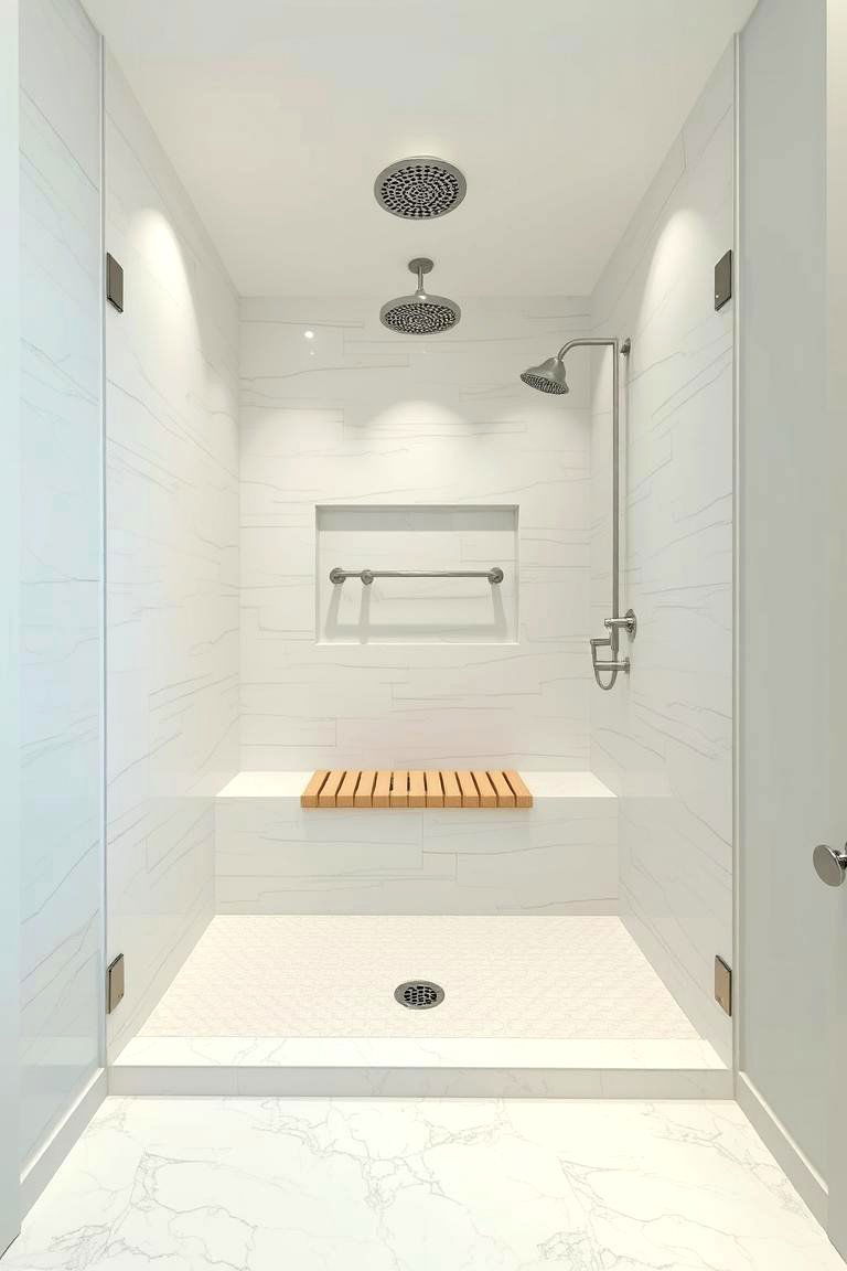 White Slate Look Tiles for Natural Texture - 24 White Tile Bathroom Ideas