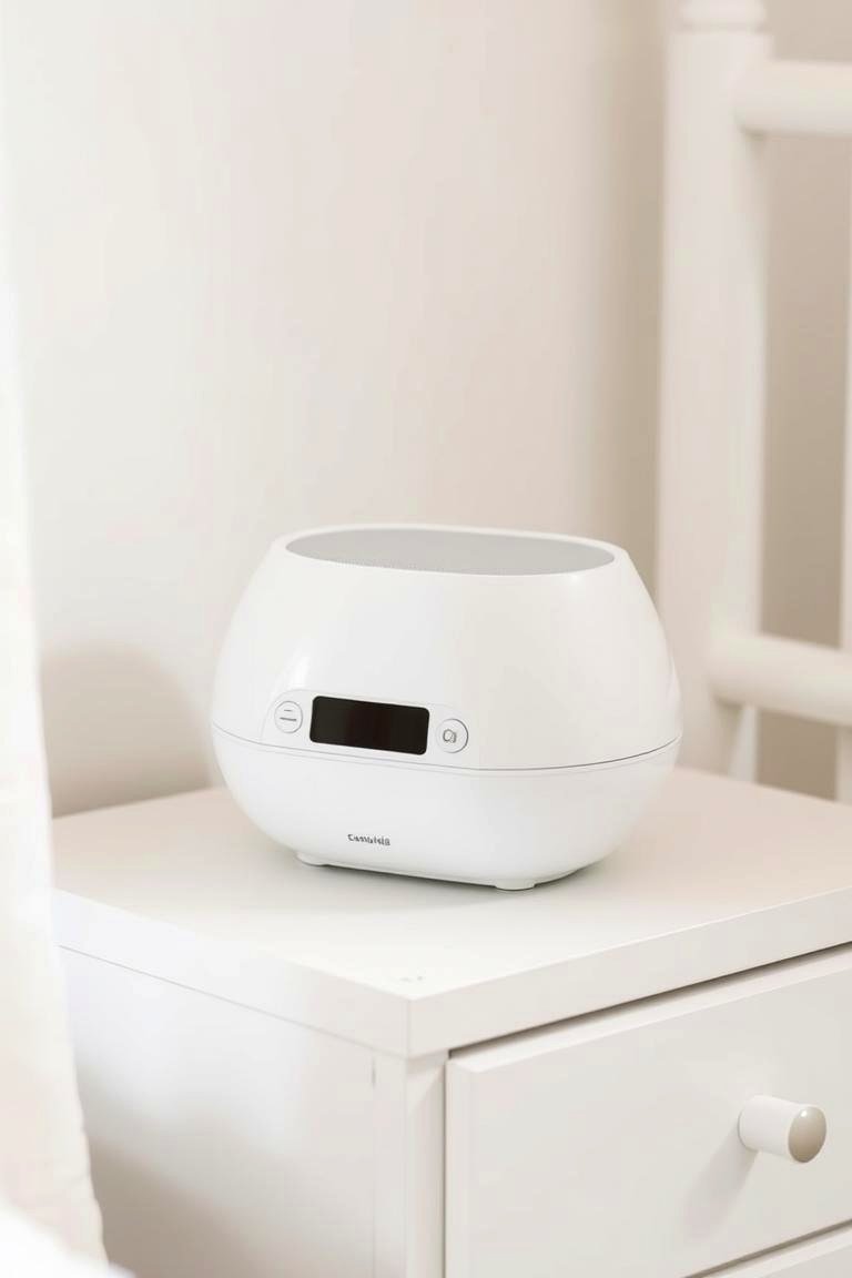 White Sound Machine for Peaceful Sleep - 24 White Nursery Ideas