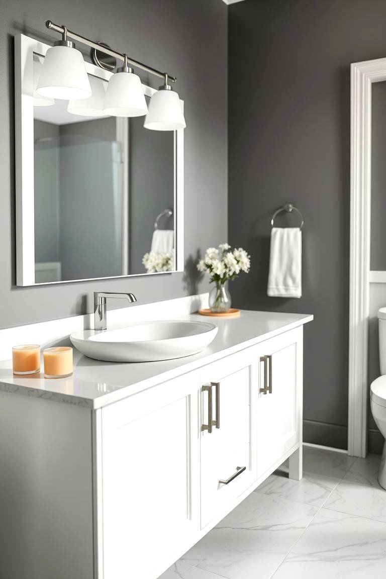 White Stone Countertop - 24 White Bathroom Ideas