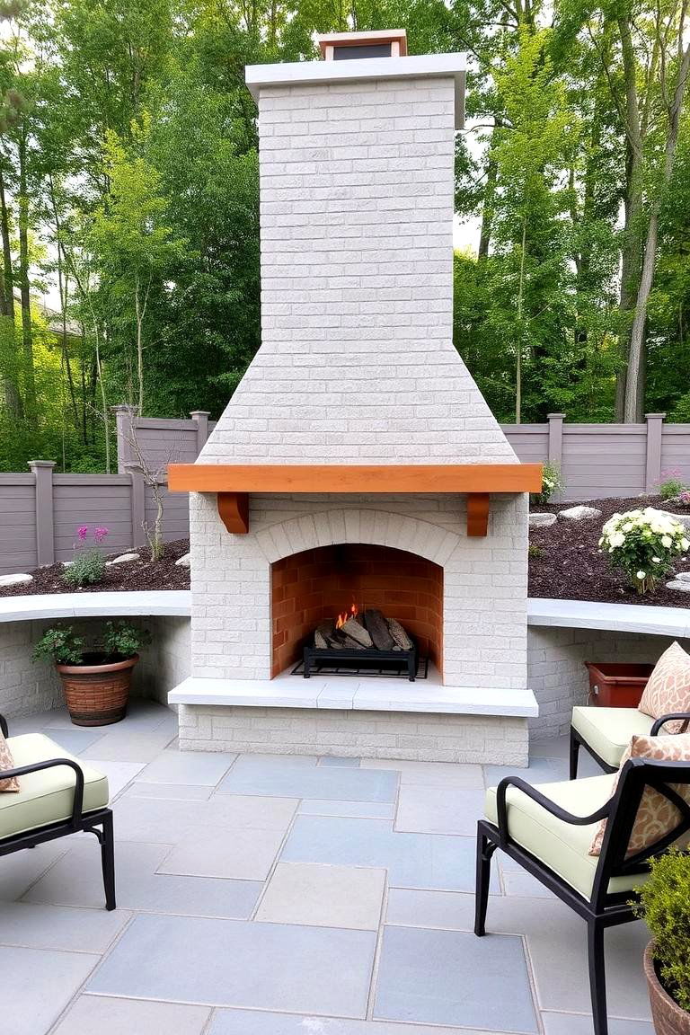 White Stone Outdoor Fireplace - 24 White Stone Fireplace Ideas