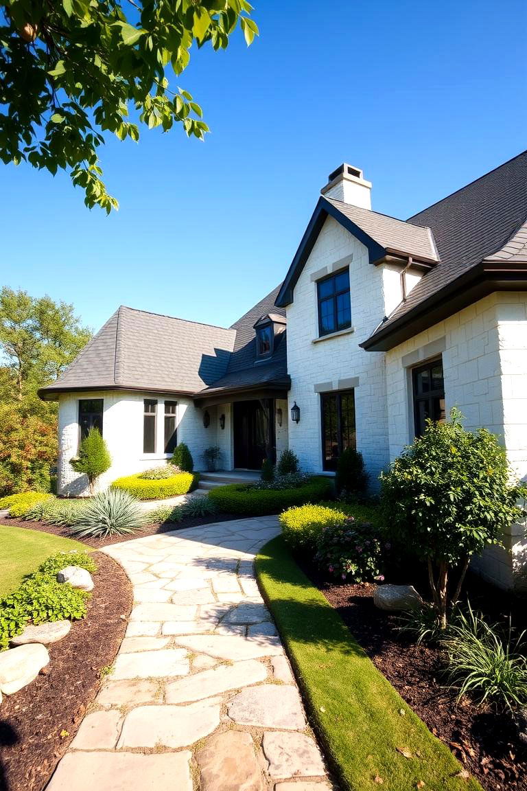 White Stone Veneer - 24 White Home Exterior Ideas