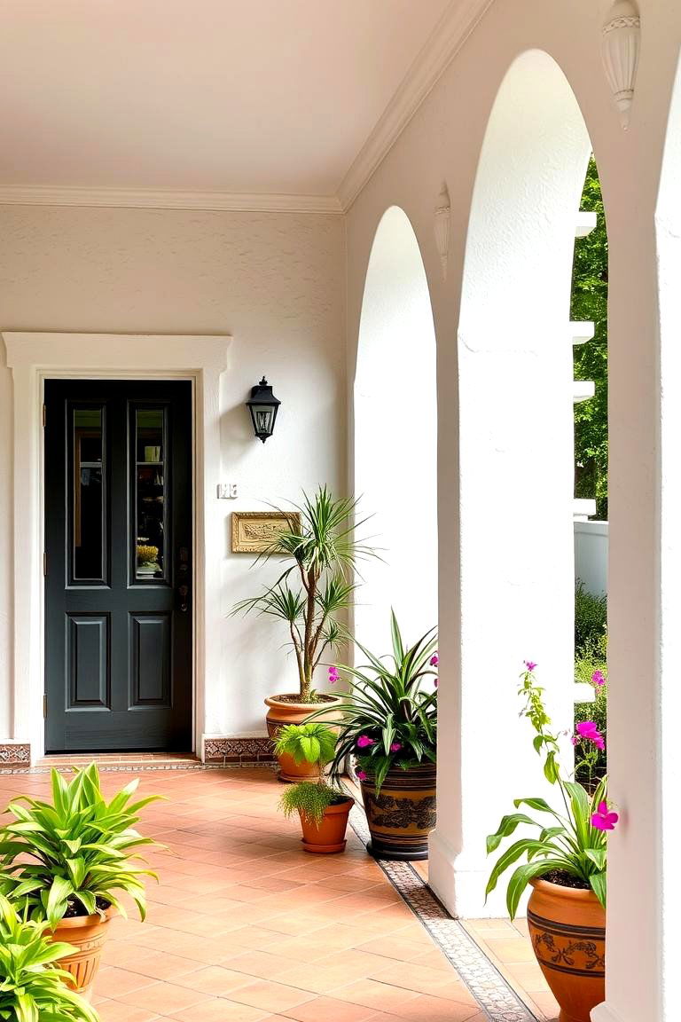 White Stucco Walls - 24 spanish style front porch ideas