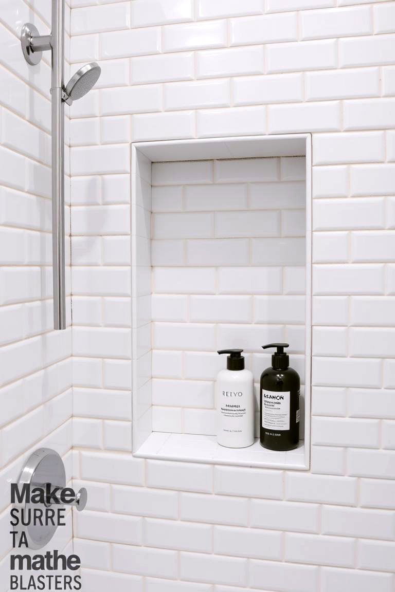 White Subway Tile Shower Niche - 24 White Bathroom Ideas