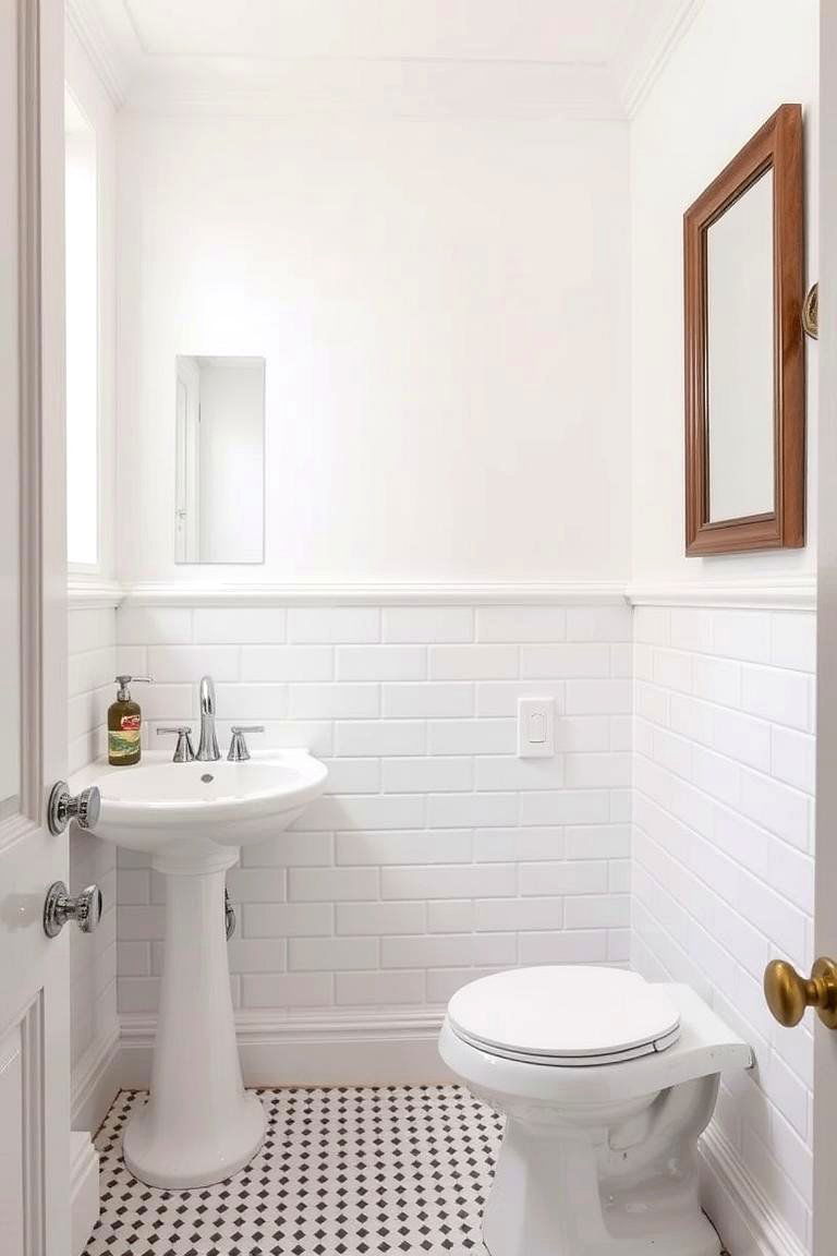 White Subway Tile Wainscoting - 24 Bathroom Wainscoting Ideas