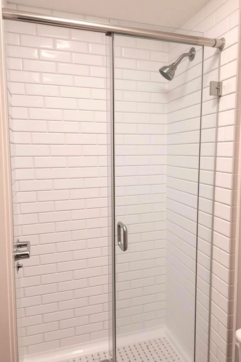 White Subway Tile with Contrasting Grey Grout - 24 Grey and White Bathroom Ideas