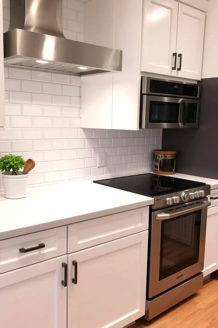 White Subway Tile with Grey Grout Elegance - 24 Grey and White Kitchen Designs