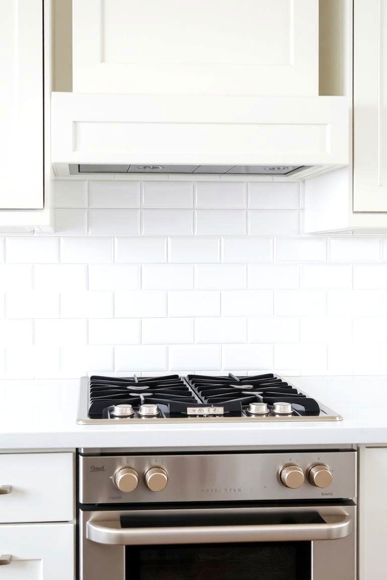 White Subway Tile with Stainless Steel Trim - 24 White Kitchen with Stainless Steel Appliances Ideas