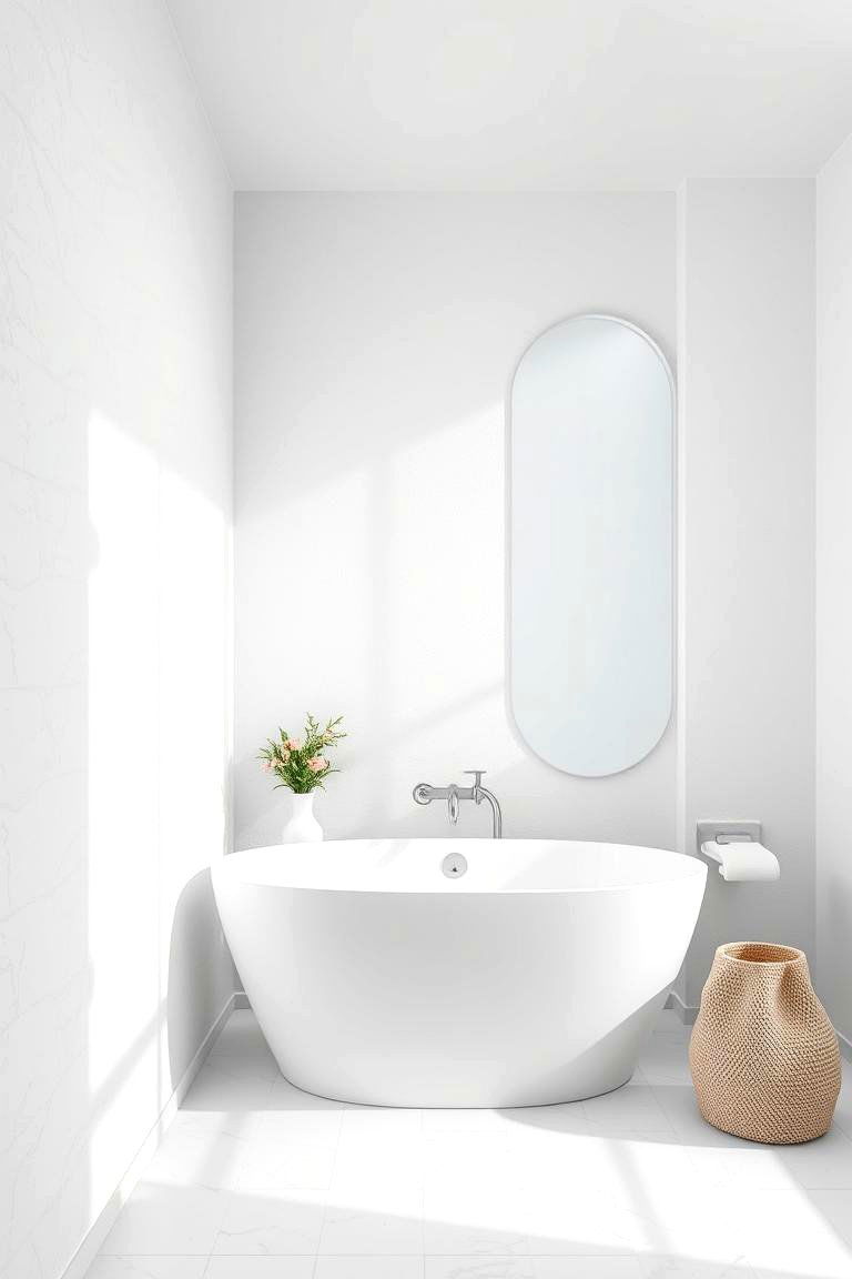White Textured Walls - 24 White Bathroom Ideas
