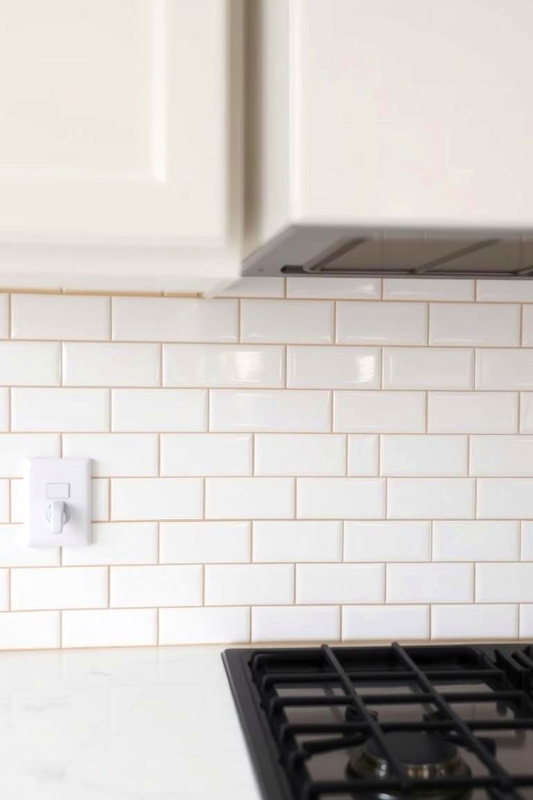White Tile with a Gold Pencil Liner - 24 White and Gold Kitchen Backsplash Ideas
