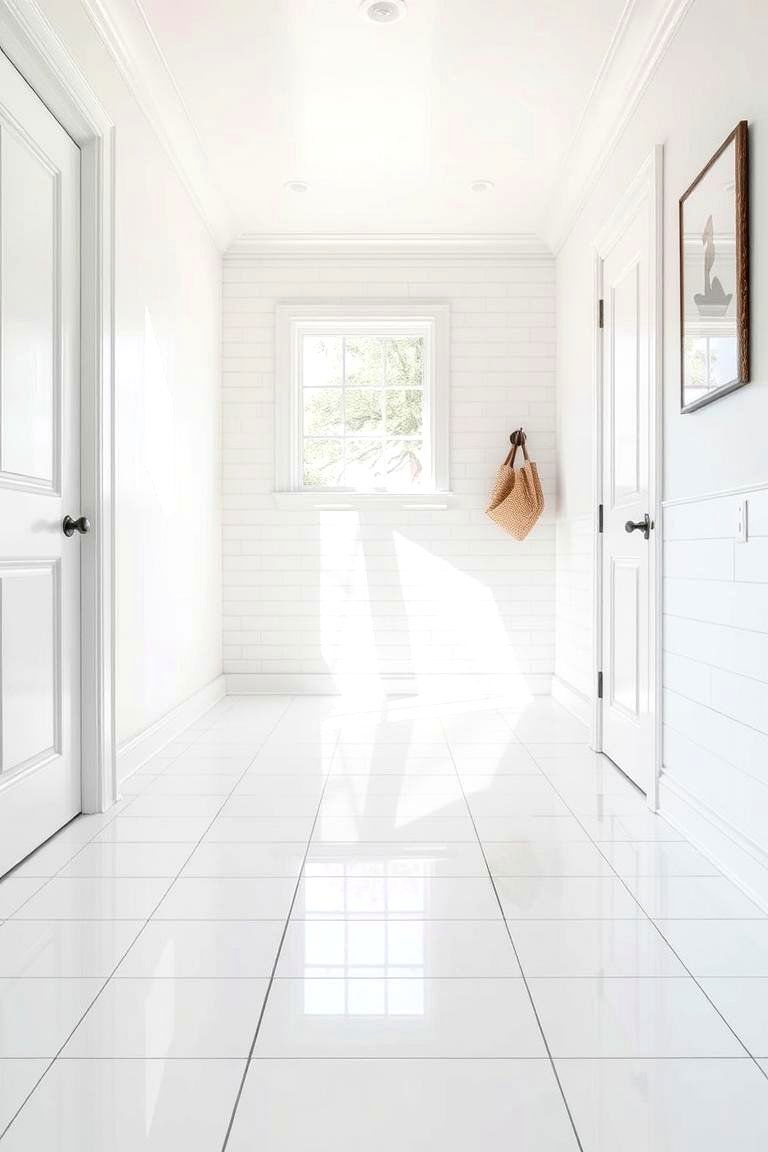 White Tiles for a Fresh and Airy Feel - 24 Mudroom Tile Floor Ideas