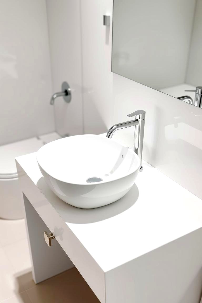 White Vessel Sink - 24 White Bathroom Ideas