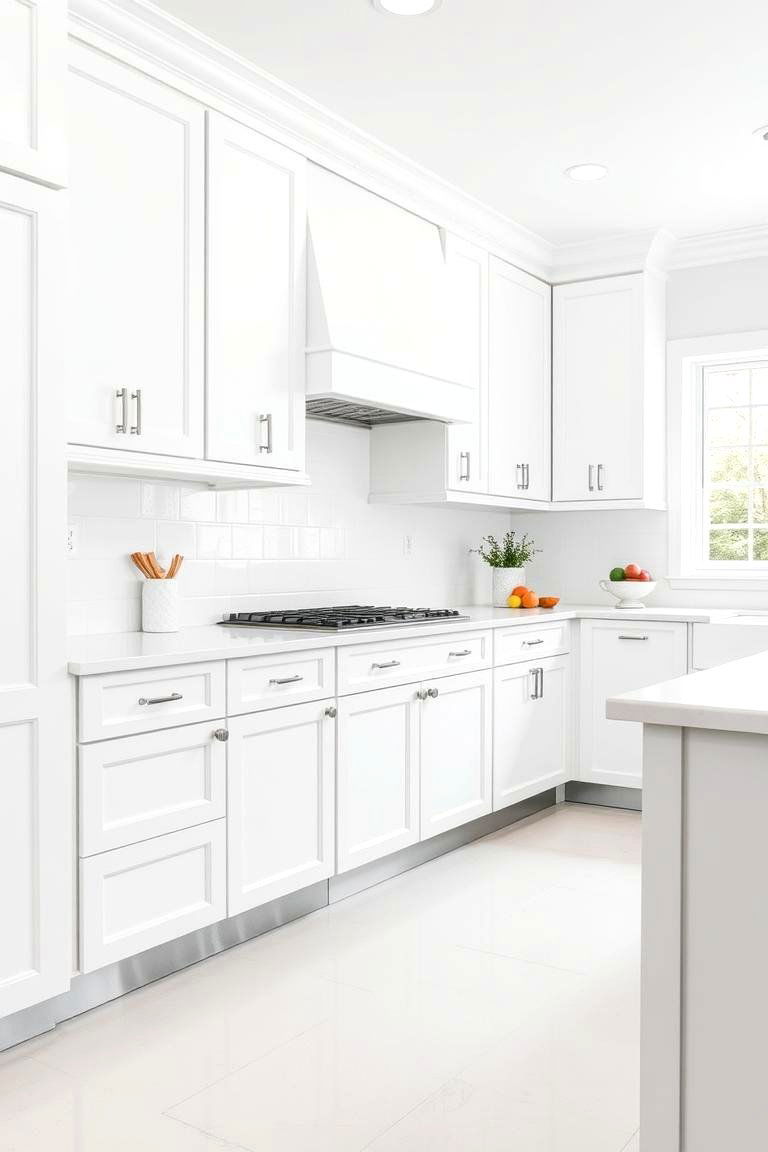 White Wainscoting with Stainless Steel Kick Plates - 24 White Kitchen with Stainless Steel Appliances Ideas