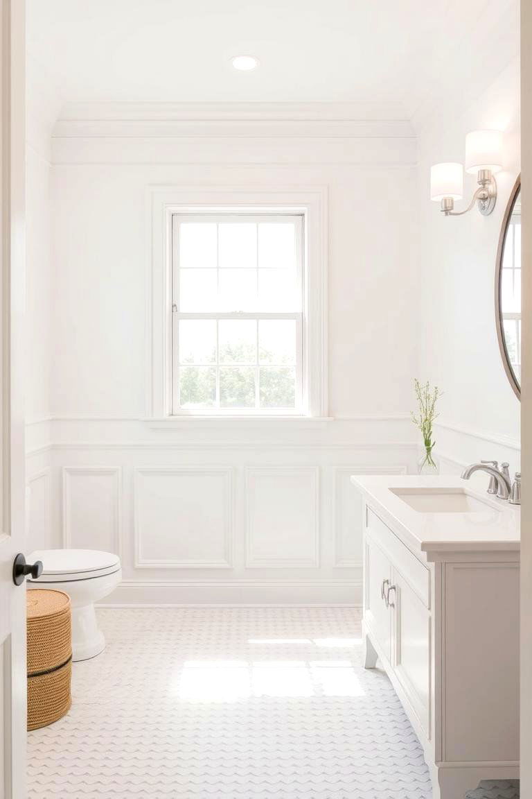 White Wainscoting - 24 White Bathroom Ideas
