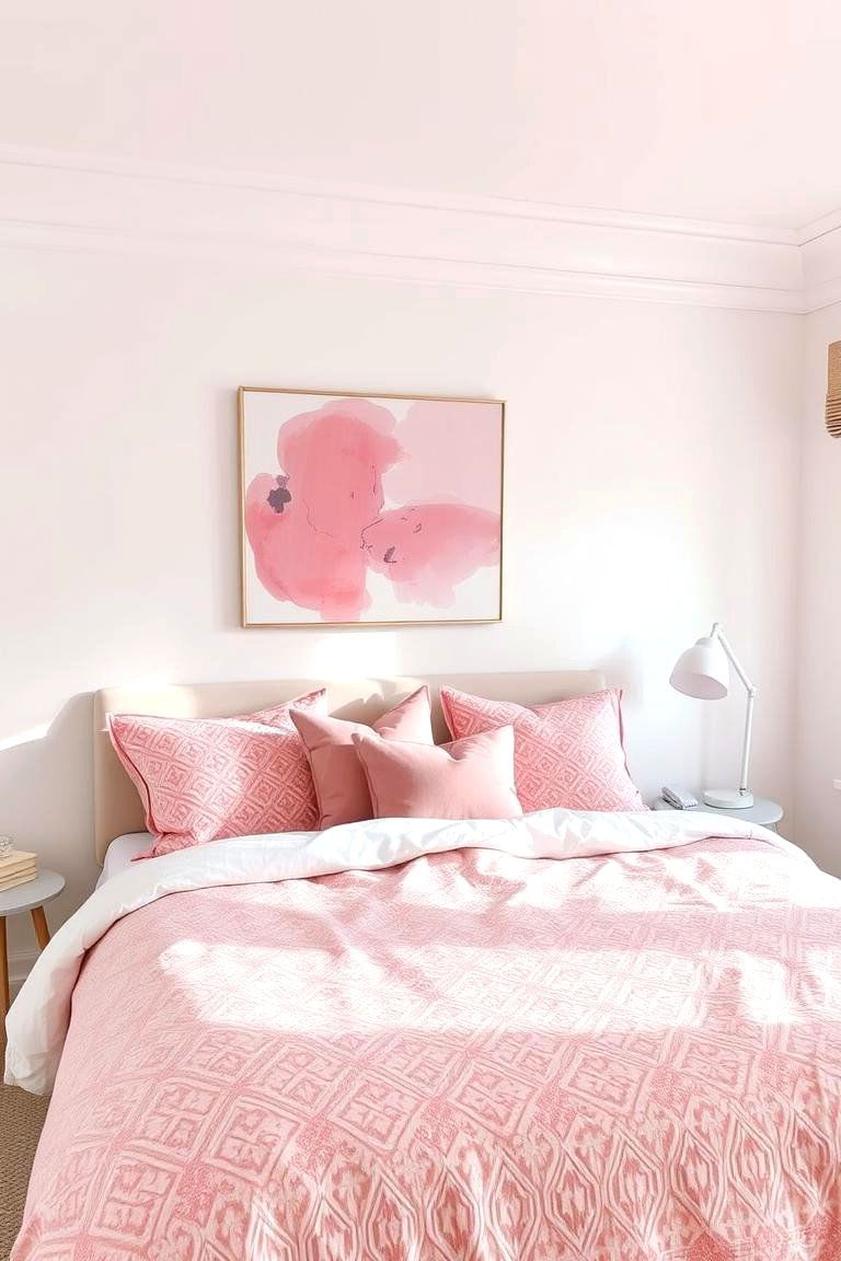 White Walls with Pink Accents - 24 Pink and White Bedroom Ideas