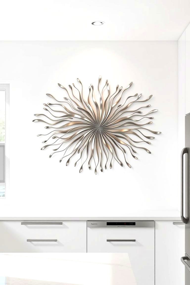 White Walls with Stainless Steel Art or Accents - 24 White Kitchen with Stainless Steel Appliances Ideas