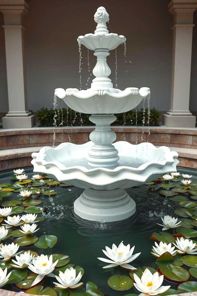 White Water Features - 24 White Garden Design Ideas