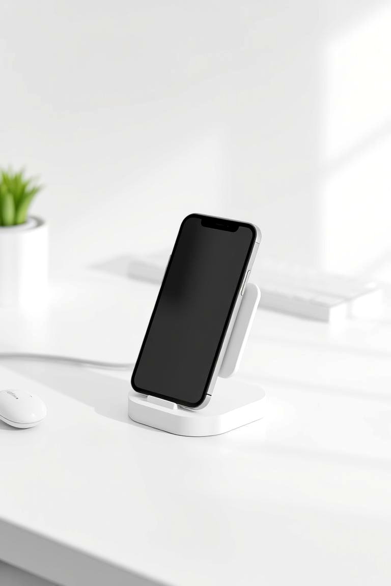 White Wireless Charger Stand - 24 All White Gaming Setup Ideas