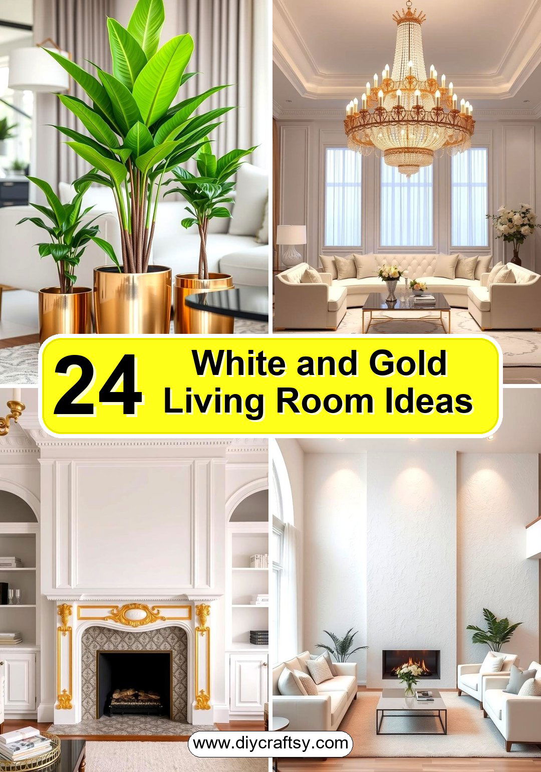 White and Gold Living Room Ideas