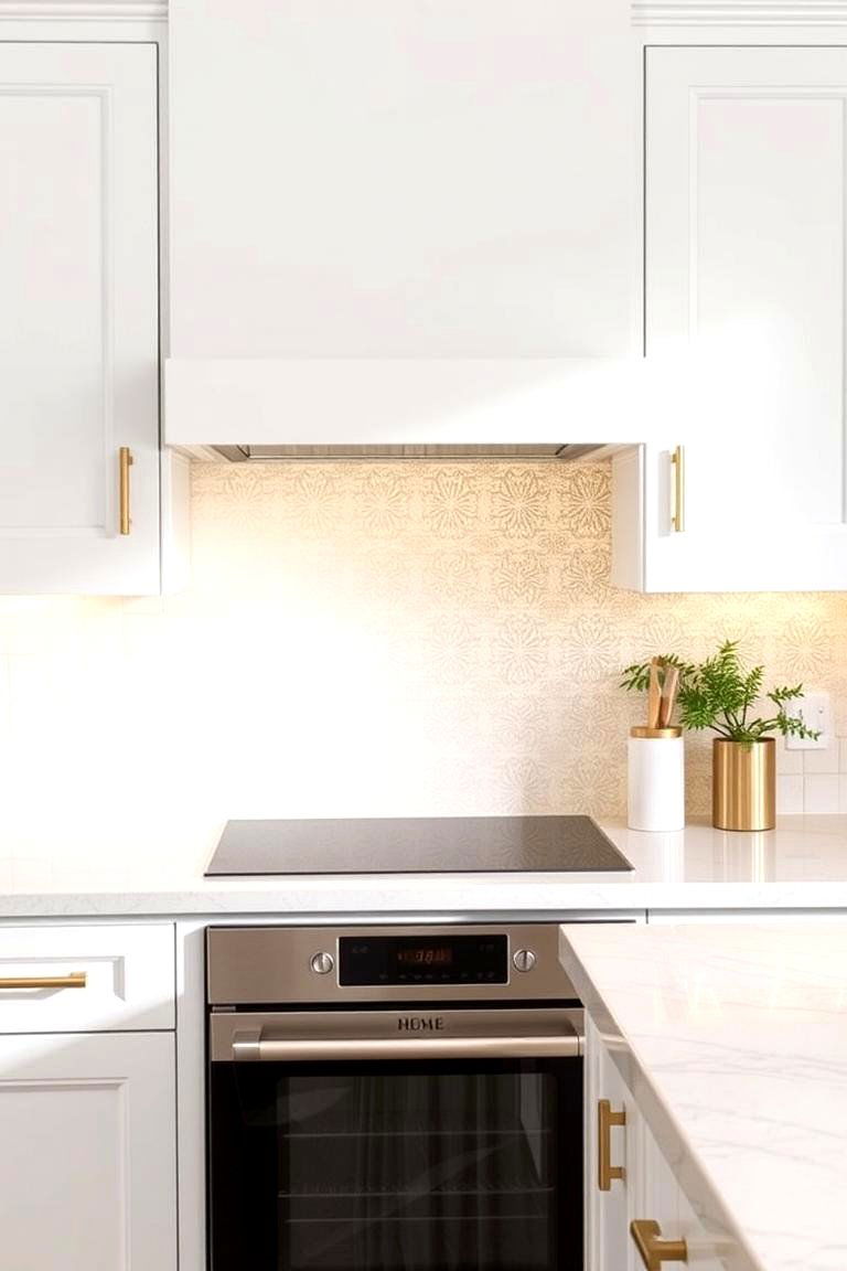 White and Gold Ombre Effect - 24 White and Gold Kitchen Backsplash Ideas