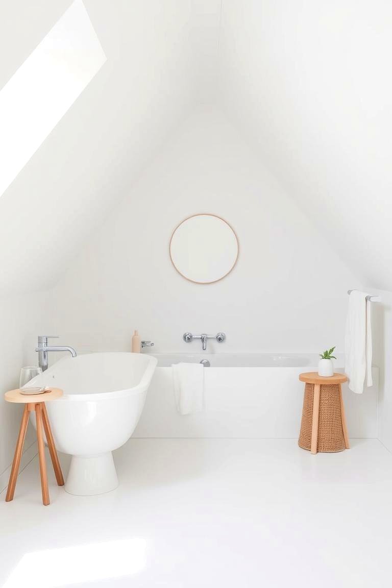 White and Light Colored Walls - 24 Attic Bathroom Ideas