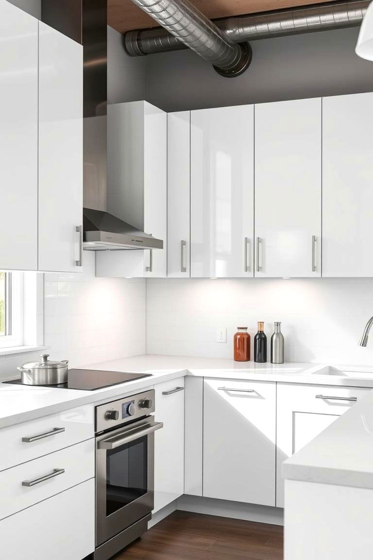 White and Stainless Steel Accents - 24 Two Tone Kitchen Cabinet Ideas