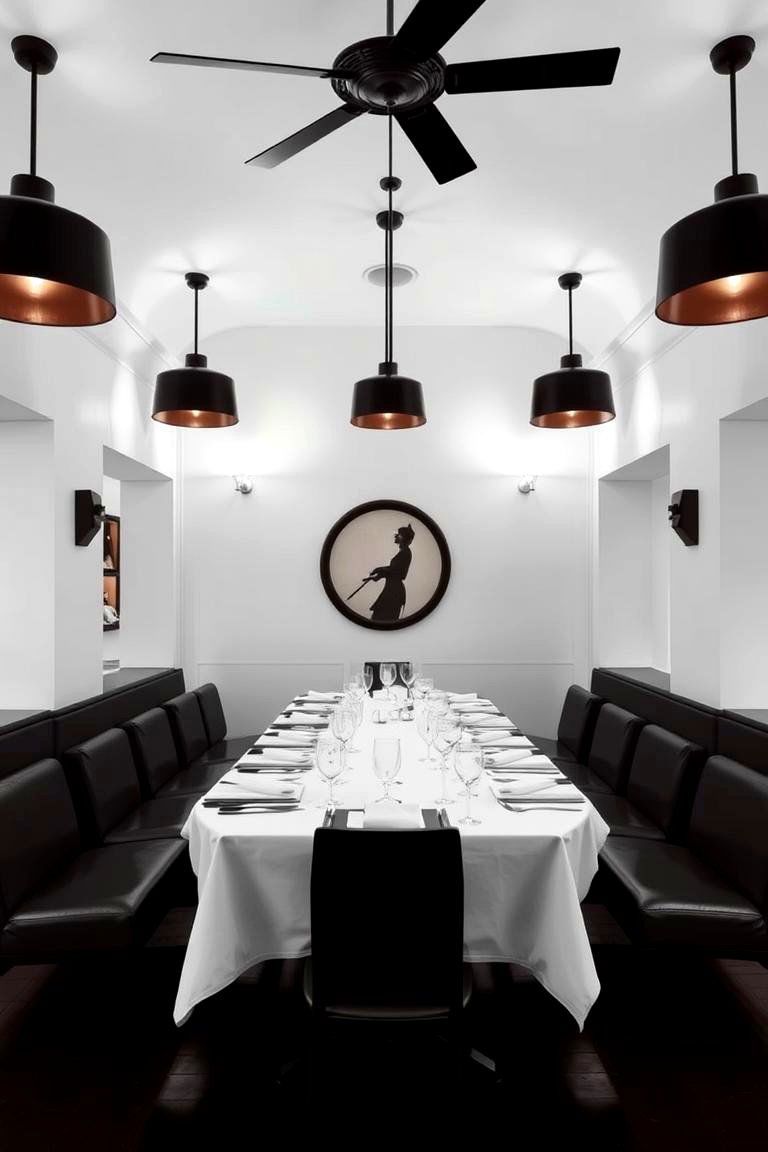 White with Bold Black Fixtures - 24 Neutral Dining Room Ideas