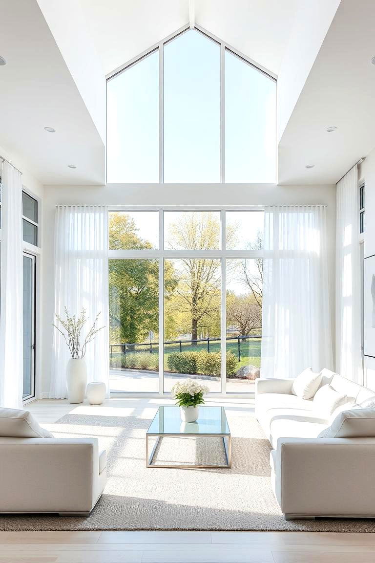White with Large Windows - 24 White Living Room Ideas