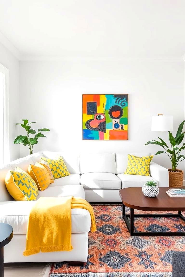 White with Pops of Color - 24 White Living Room Ideas