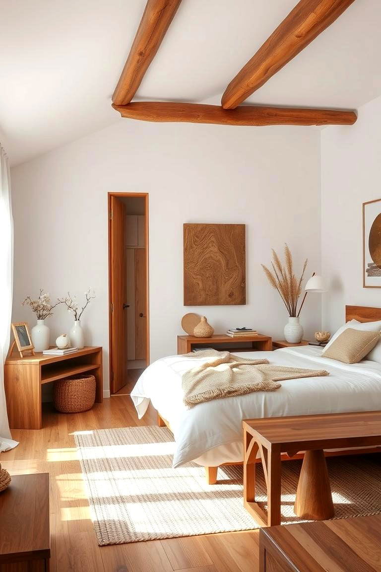 White with Wood Accents - 24 White Bedroom Ideas