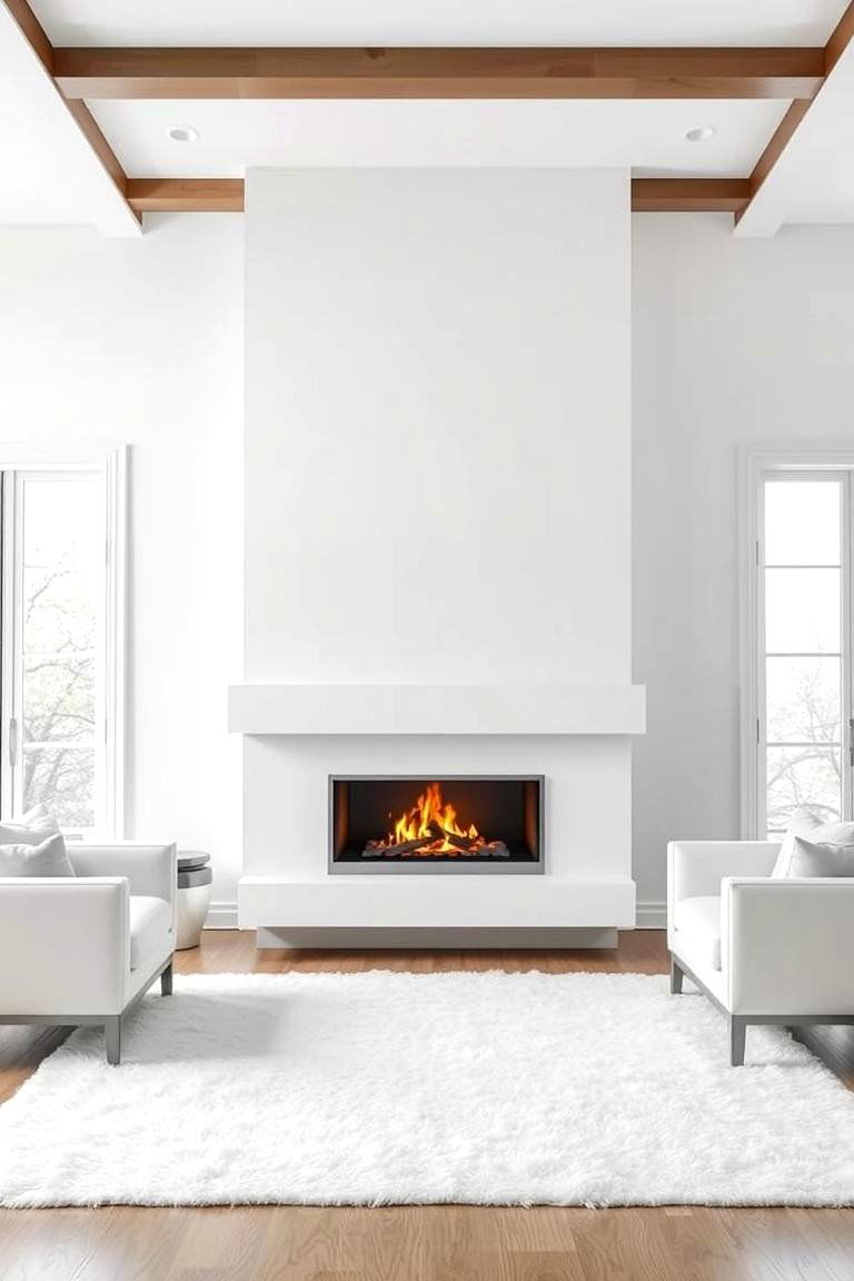 White with a Fireplace Focal Point - 24 White Living Room Ideas