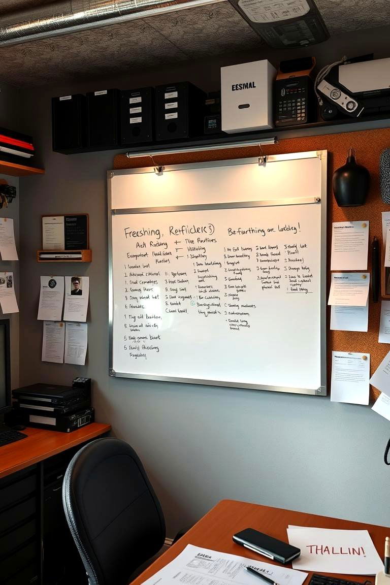 Whiteboard or Corkboard for Ideas and Organization - 24 Man Cave Office Ideas