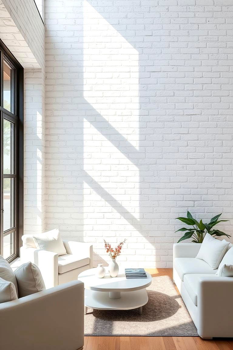 Whitewashed Brick Accent - 24 Brick Wallpaper Ideas