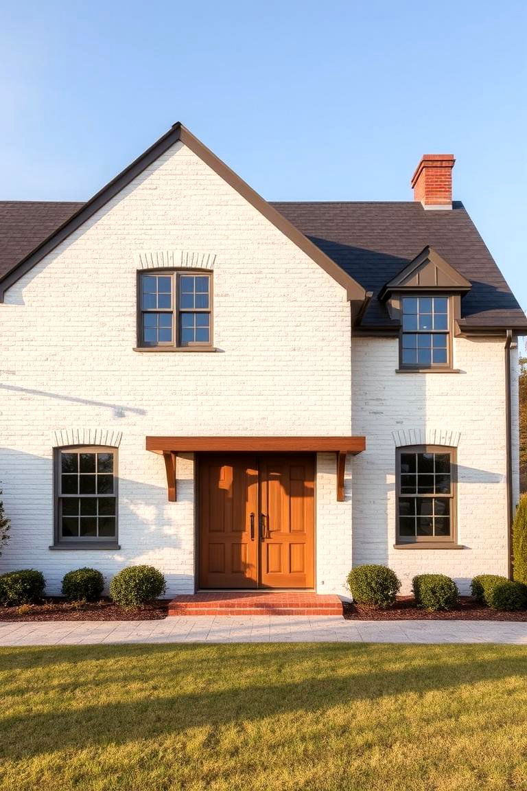 Whitewashed Brick Facade - 24 Modern Farmhouse Exterior