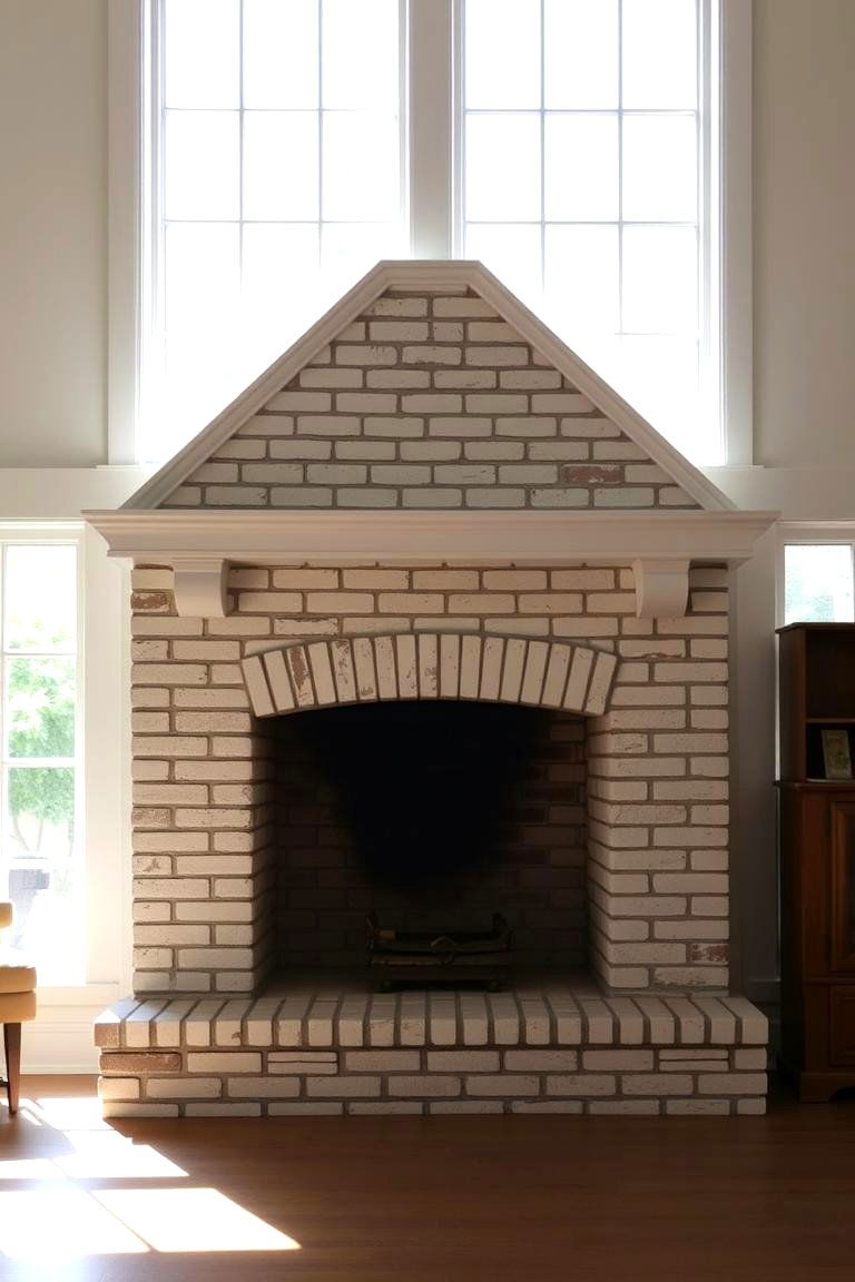Whitewashed Brick Fireplace - 24 French Country Fireplace Ideas