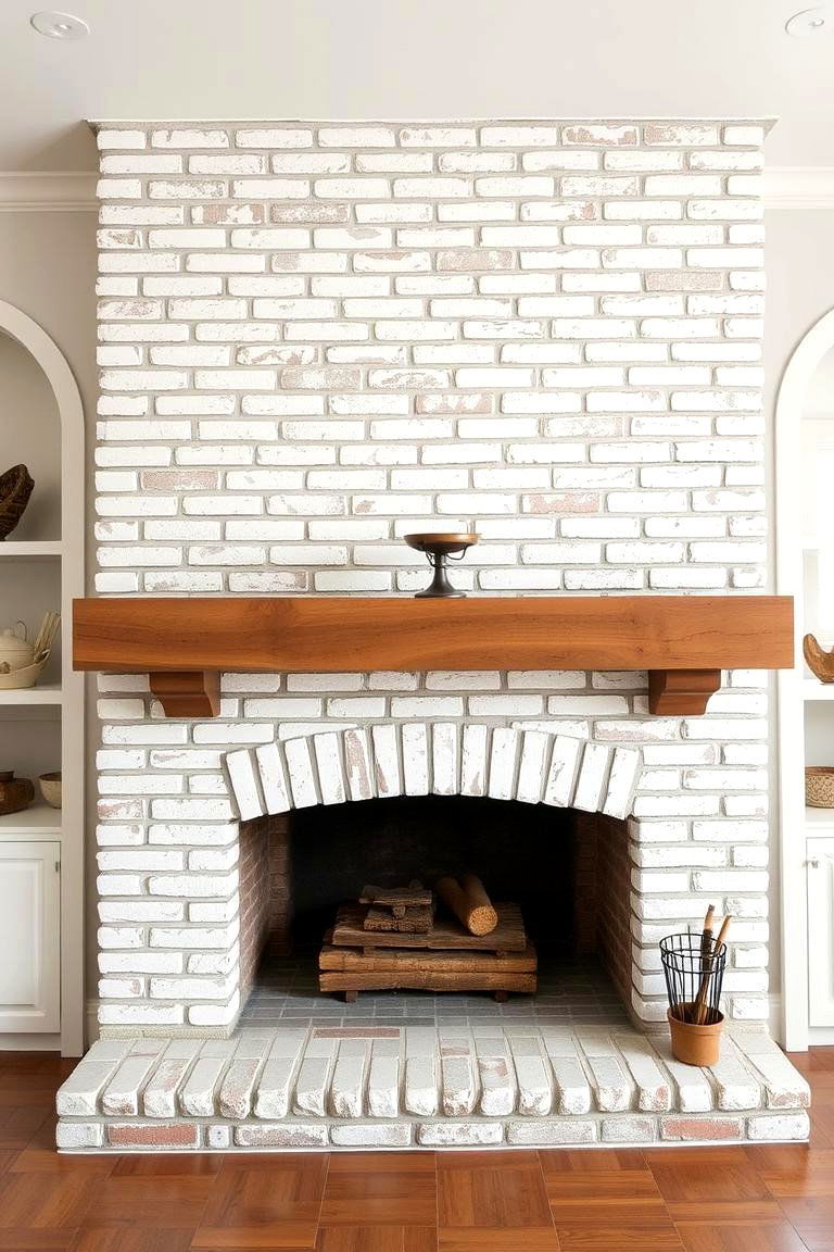 Whitewashed Brick Fireplace - 24 Rustic Fireplaces