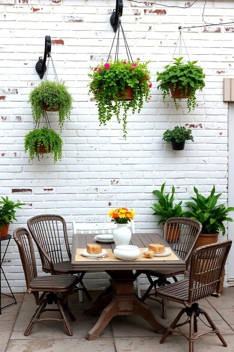 Whitewashed Brick Wall - 24 Farmhouse Patio Ideas