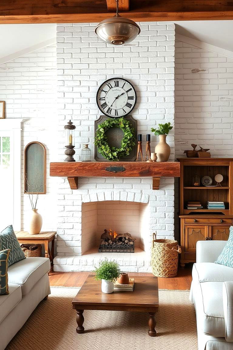 Whitewashed Brick for a Rustic Farmhouse Feel - 24 White Brick Fireplace Ideas