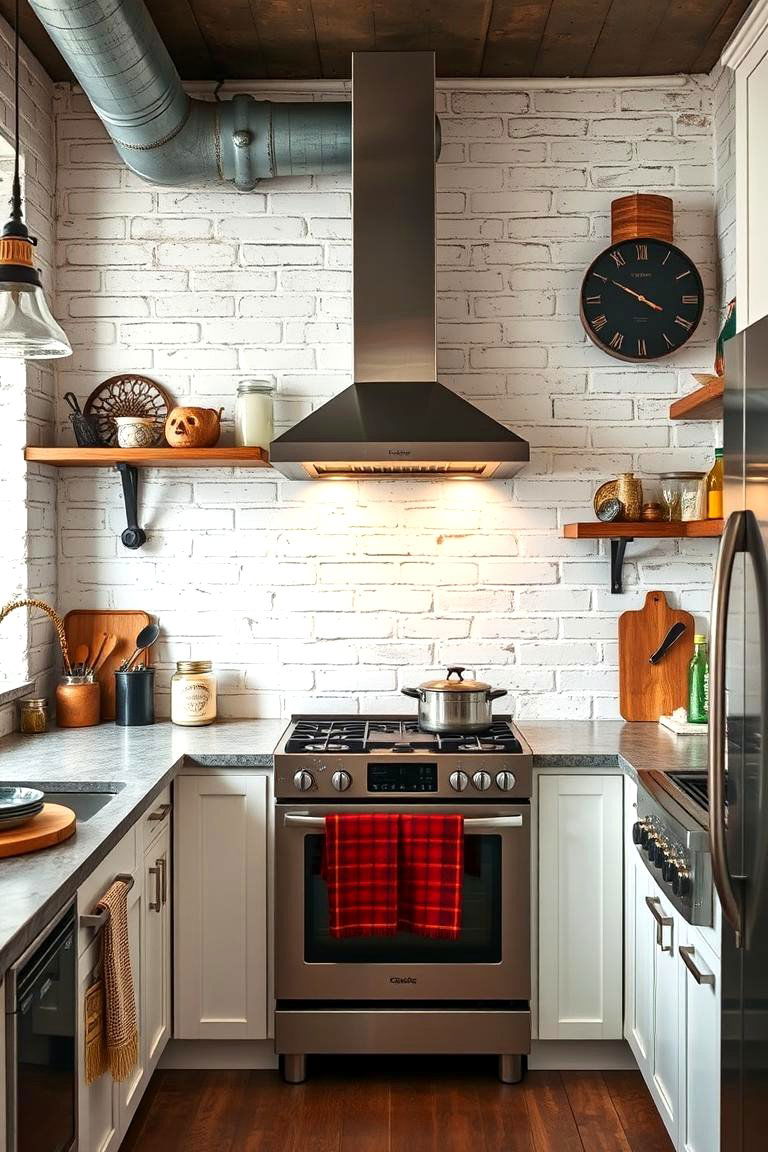 Whitewashed Brick for a Rustic Urban Combo - 24 Kitchen Backsplash Ideas