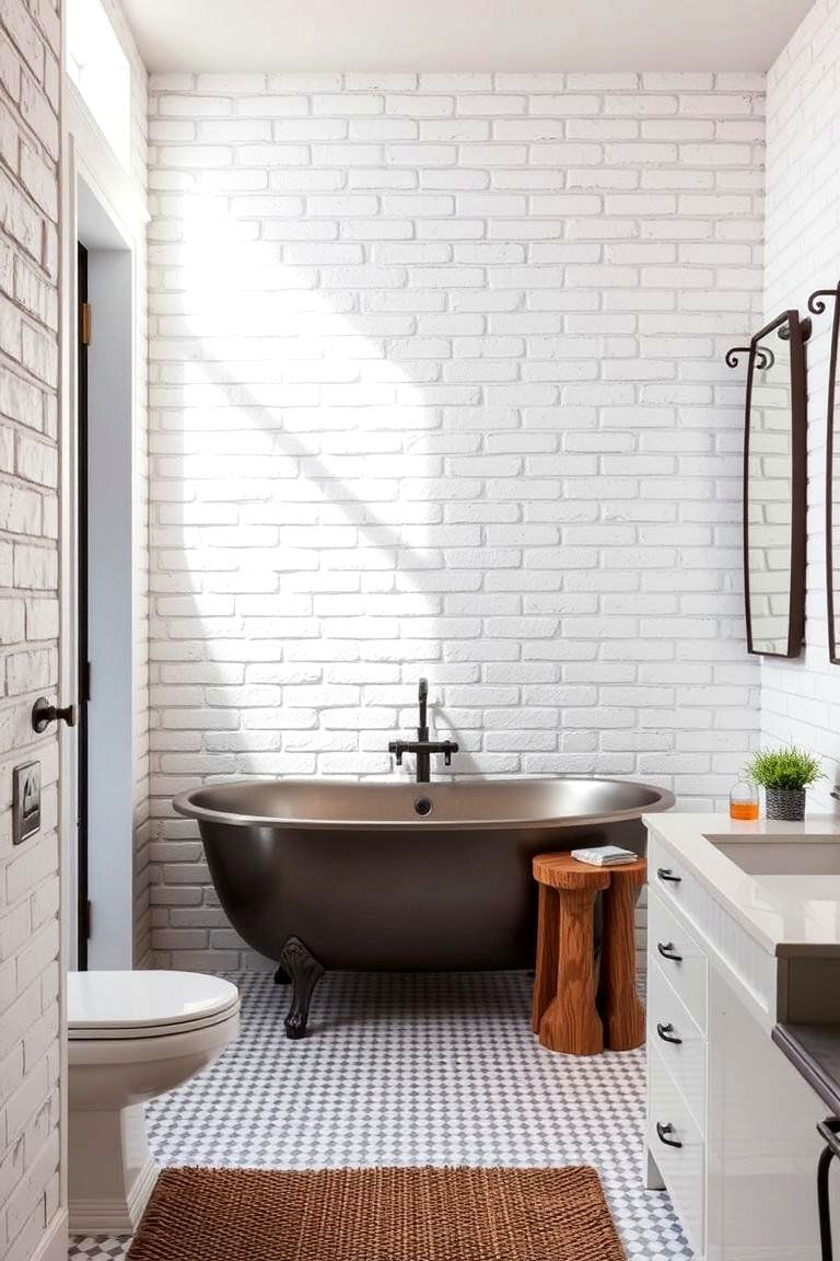 Whitewashed Brick - 24 Bathroom Wall Ideas