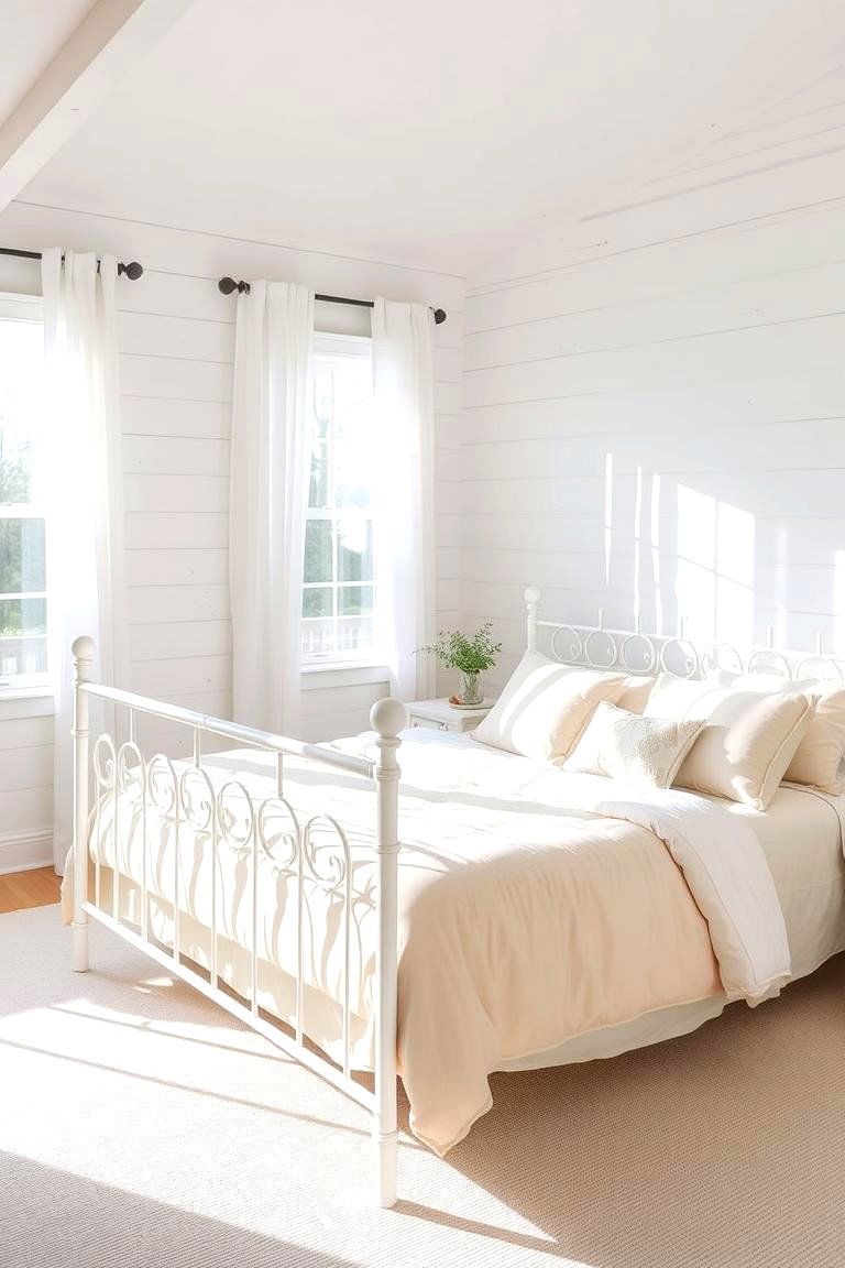 Whitewashed Shiplap for Light and Airy Feel - 24 Shiplap Bedroom Ideas