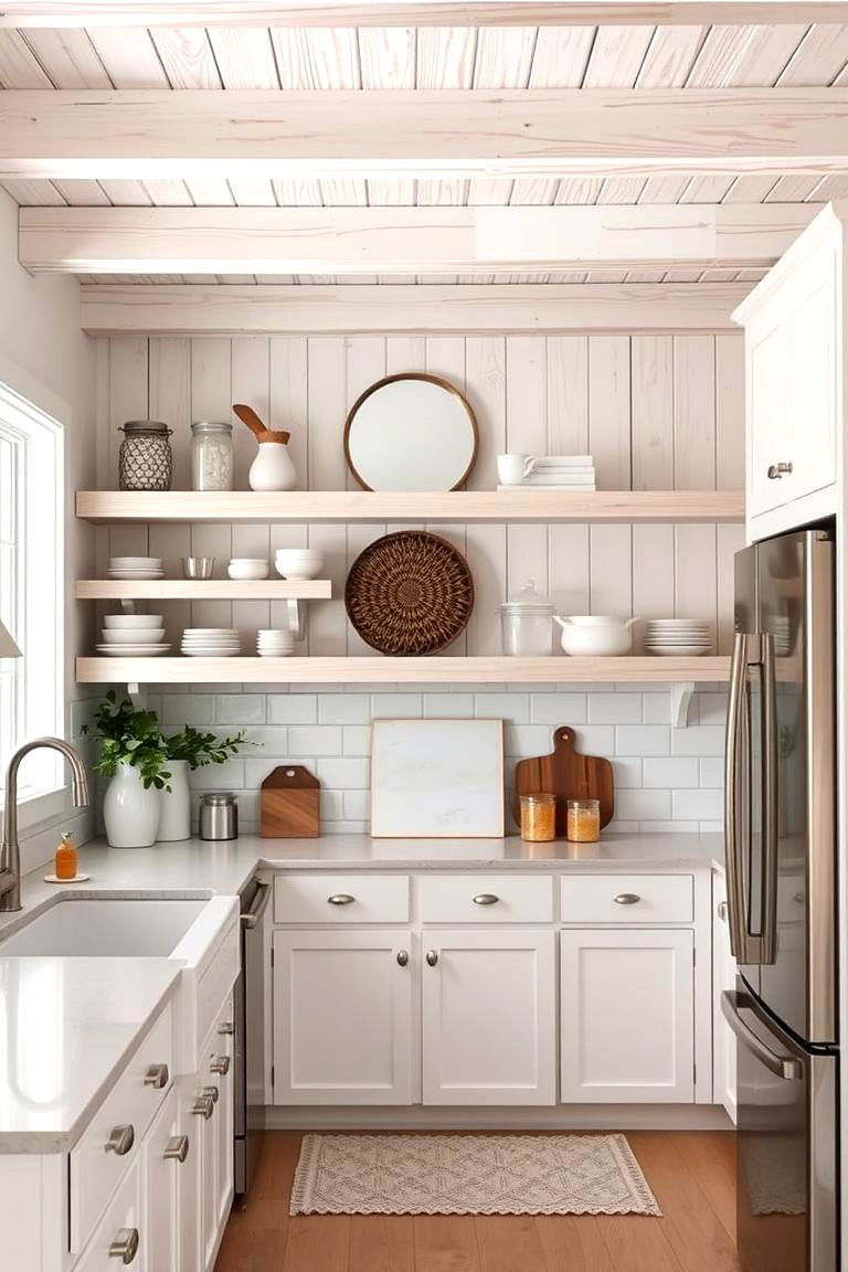 Whitewashed Wood Accents - 24 Barndominium Kitchen Ideas