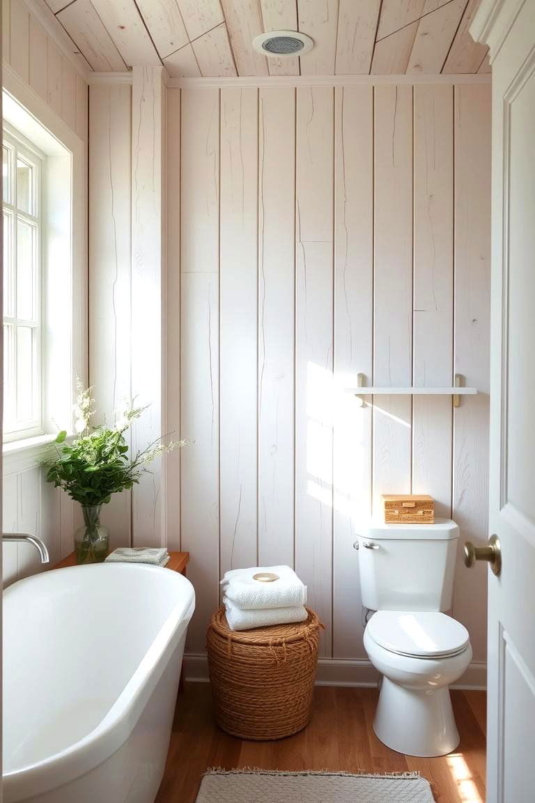 Whitewashed Wood Accents - 24 Country Bathroom Ideas