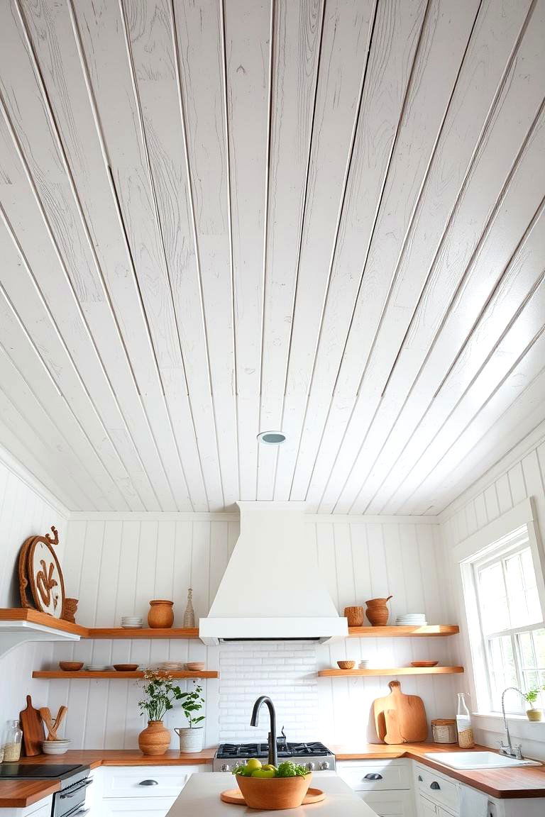 Whitewashed Wood Ceiling - 24 Rustic Ceiling Ideas