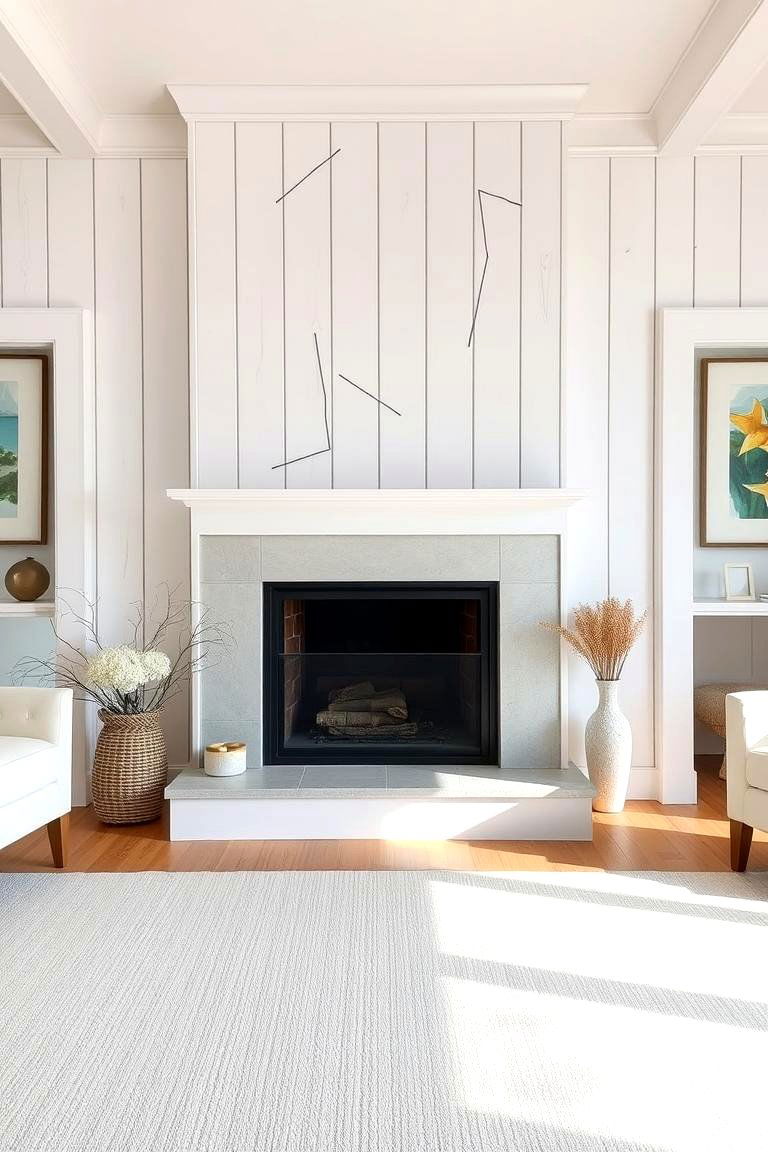 Whitewashed Wood Panels - 24 Fireplace Accent Wall Ideas