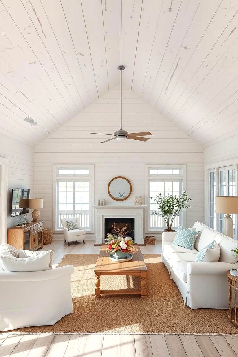 Whitewashed Wood Plank Ceiling - 24 Wood Plank Ceiling Ideas