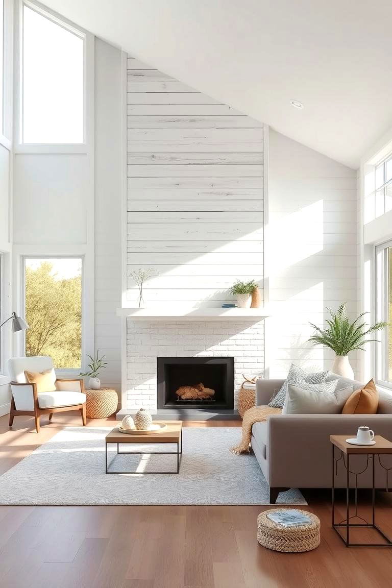 Whitewashed Wood for a Beachy Feel - 24 Fireplace Wall Ideas