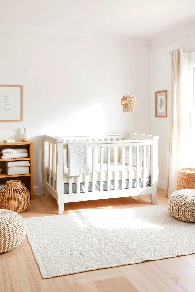 Whitewashed Wooden Crib - 24 Neutral Nursery Ideas