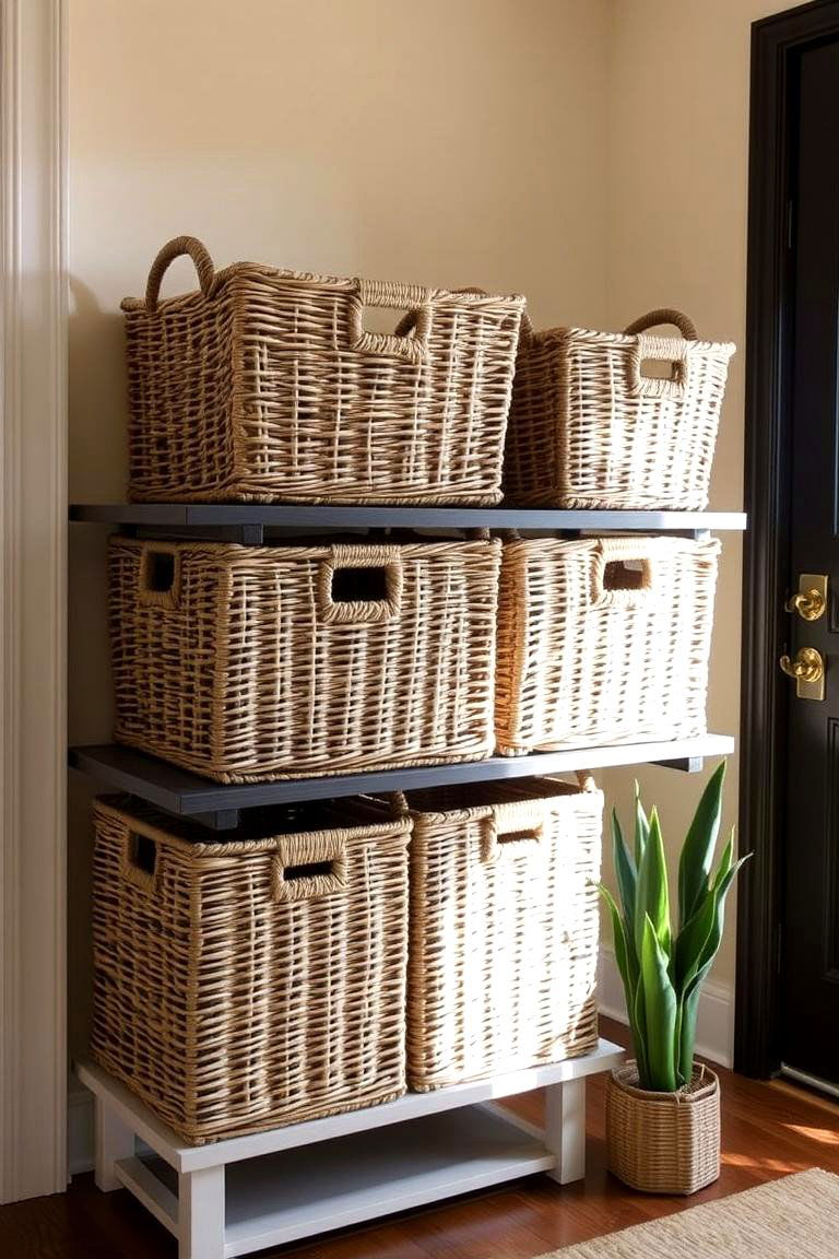Wicker Basket Storage - 24 Entryway Storage Ideas