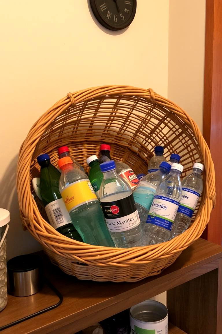 Wicker Baskets for Rustic Charm - 24 Water Bottle Storage Ideas
