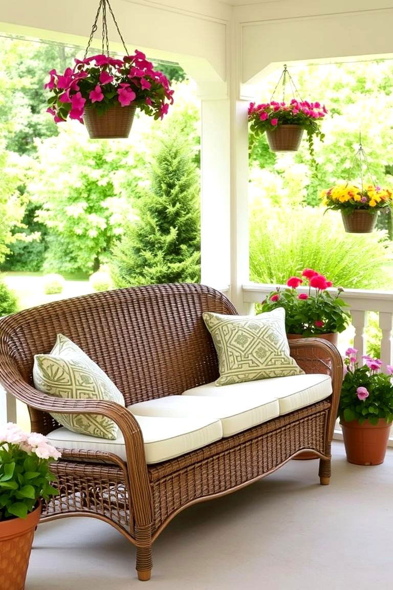 Wicker Bench for a Classic Porch Style - 24 Front Porch Bench Ideas